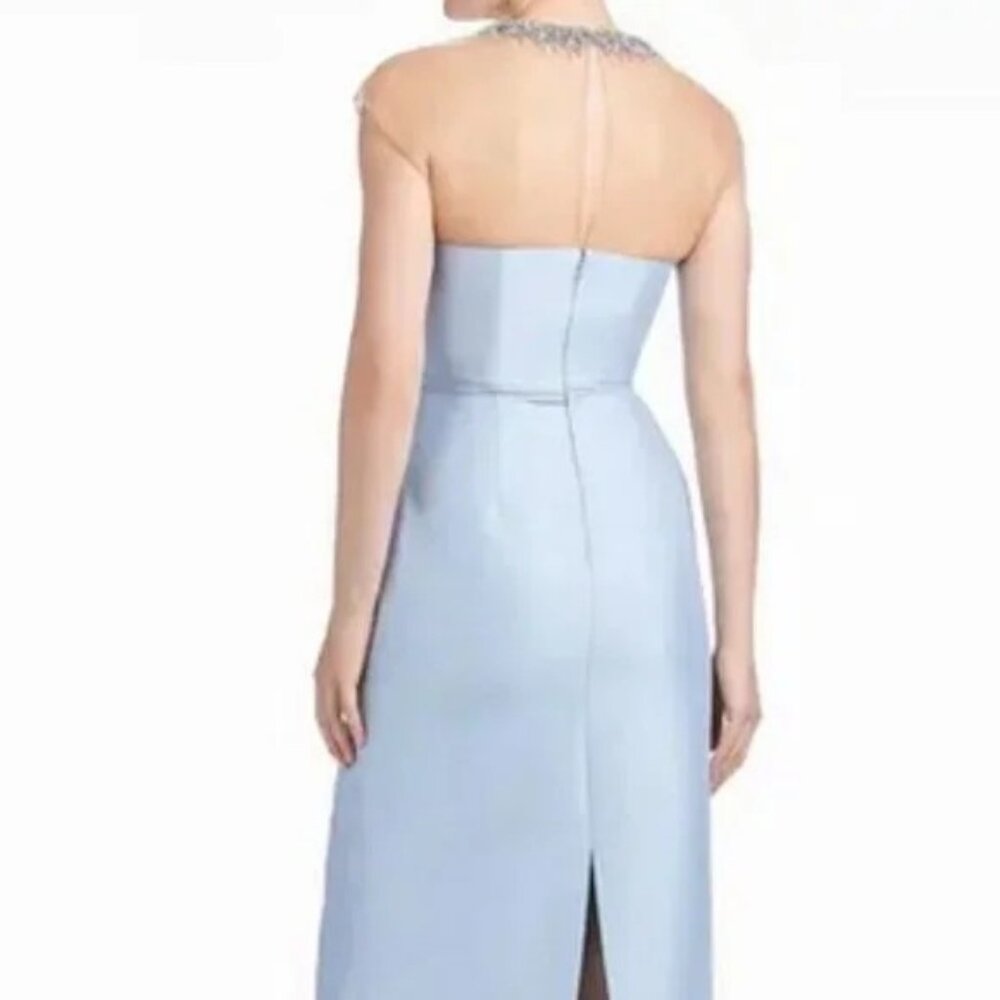 Sachin & Babi Glacial Blue Irina Crystal Collar Mikado Gown Size 8 - Picture 5 of 6